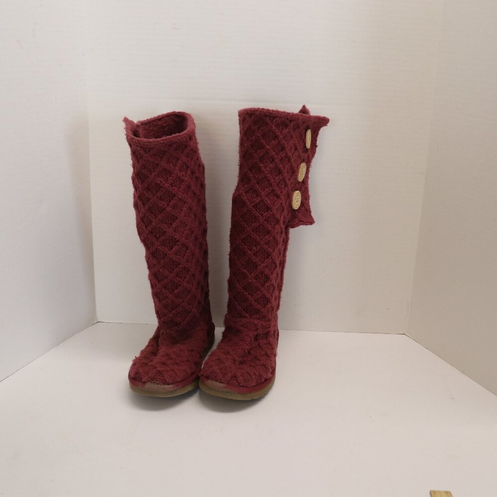 UGG Women's Sock‎ Boot Maroon Size 7 Made in Australia Upper Material Cotton